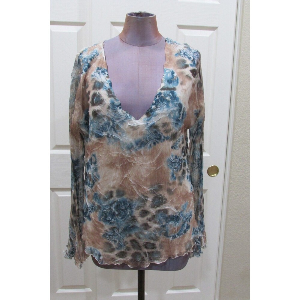 KOMAROV FLORAL OVERLAY TOP SCALLOPED HEM SIZE  XL